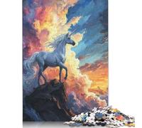 Mystical Unicorn Sunset Puzzle Jigsaws 500 Pieces for Adults Wooden Puzzles Family Fun Jigsaws Puzzles 500pcs (52x38cm)