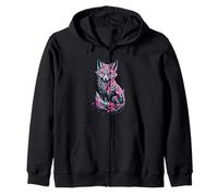 Mystical Vibrant Fox Art Fantasy Zip Hoodie
