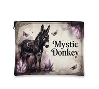 Mystical Vintage Donkey Makeup Bag, Black Animal Cosmetic Travel Pouch for Women, Portable Canvas Zipper Organizer, Spring Gift Toiletry Bag, Black, 7x9 Inch, Donkey