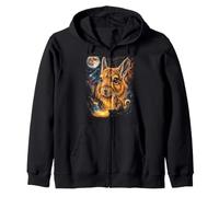 Mystical Viscacha Howling Full Moon Mountain Art Zip Hoodie