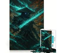 Mystical Warrior with Glowing Sword Jigsaw Puzzle for Adults 1000 Pieces Intellect Toy Peaceful Fun Precise Cut Santa Wish List (38x26cm)