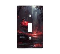 Mystical Water Lily Light Switch Cover Plates/Outlet Covers, Red Flower Art for Home Decor, Thermoplastic Wall Plates, Standard Size Single Toggle