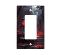 Mystical Water Lily Light Switch Cover Plates/Outlet Covers, Red Flower Art for Home Decor, Thermoplastic Wall Plates, Standard Size Single Rocker