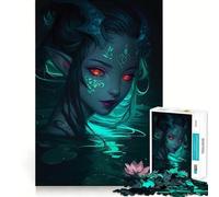 Mystical Water Nymph with Glowing Eyes Jigsaw Puzzles for Adults 1000 Pieces Strong Logic Toy Calming Play Clear Edge Artistic Gift (50x75cm)
