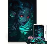 Mystical Water Nymph with Glowing Eyes Jigsaw Puzzles for Adults 1000 Pieces Strong Logic Toy Calming Play Clear Edge Artistic Gift (50x75cm)