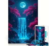 Mystical Waterfall with Cherry Blossoms Jigsaw Puzzles for Adults 1000 Pieces Mind Skill Toy Slow Enjoy Design Assembly Lovely Gift (50x75cm)