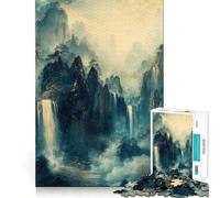 Mystical Waterfalls ﹨u Gilded Mountains - Tranquil Landscape 1000 Piece Jigsaw Puzzles for Adults Jigsaw Brain Skill Warm Time Exact Edge (38x26cm)