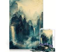 Mystical Waterfalls ﹨u Gilded Mountains - Tranquil Landscape 1000 Pieces Jigsaw Puzzles for Teenagers Wise Think Toy Calm Fun Clear Cut Art Collectible (50x75cm)