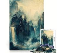 Mystical Waterfalls ﹨u Gilded Mountains - Tranquil Landscape Adult Jigsaw Puzzles1000 Pieces Mind Exercise Toy Tension Relief Design Assembly Lovely Present (38x52cm)