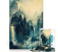 Mystical Waterfalls ﹨u Gilded Mountains - Tranquil Landscape Adult Jigsaw Puzzles1000 Pieces Mind Exercise Toy Tension Relief Design Assembly Lovely Present (38x52cm)