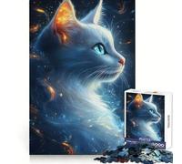 Mystical White Cat 1000 Piece Jigsaw Puzzle for Adults Logic Toy Relaxing Fun Design Assembly Santa Wish Gift (38x26cm)