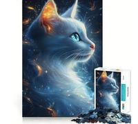 Mystical White Cat 1000 Piece Jigsaw Puzzle for Adults Logic Toy Relaxing Fun Design Assembly Santa Wish Gift (38x26cm)
