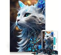 Mystical White Cat for Adults 1000 Piece Jigsaw Puzzle Thought Toy Anxiety Relief Precise Edge Thoughtful Gift (50x75cm)