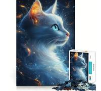Mystical White Cat Jigsaw Puzzles 1000 Piece for Teenagers Boost Recall Stress Free Tight Edge Wall Art Decor (38x52cm)