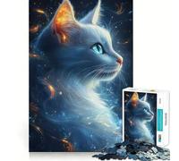 Mystical White Cat Jigsaw Puzzles 1000 Piece for Teenagers Strengthen Memory Home Leisure Clean Edge Cherished Gift (50x75cm)