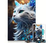 Mystical White Cat Jigsaw Puzzles for Adults 1000 Mind Exercise Toy Relax Time Design Assembly (38x52cm)