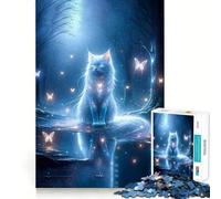 Mystical White Cat Jigsaw Puzzles for Adults 1000 Pieces Strong Logic Toy Calming Play Clear Edge Artistic Gift (50x75cm)