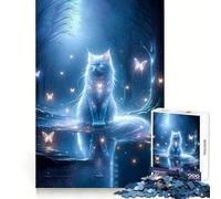 Mystical White Cat Jigsaw Puzzles for Adults 1000 Pieces Strong Logic Toy Calming Play Clear Edge Artistic Gift (50x75cm)
