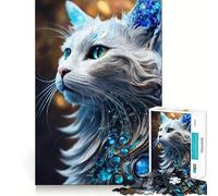 Mystical White Cat Jigsaw Puzzles for Teenagers 1000 Piece Mental Toy Leisure Fun Premium Cut Thoughtful Gift (38x26cm)