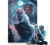 Mystical White Cat Jigsaw Puzzles for Teenagers 1000 Pieces Strong Logic Toy Shared Fun Clear Edge Lovely Present (50x75cm)
