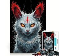 Mystical White Cat with Red Mark 1000 Piece Jigsaw Puzzles for Adults Jigsaw Logic Sense Toy Leisure Fun Smooth Edge Heartfelt Gift (38x26cm)