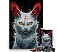 Mystical White Cat with Red Mark 1000 Piece Jigsaw Puzzles for Teenagers Memory Gain Stress Free Design Assembly Heartfelt Gift (38x52cm)