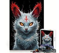 Mystical White Cat with Red Mark Jigsaw Puzzles for Teenagers 1000 Pieces Fine Logic Toy Soft Relax Neat Edge Premium Gift (50x75cm)