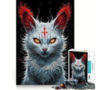 Mystical White Cat with Red Mark Jigsaw Puzzles for Teenagers 1000 Pieces Fine Logic Toy Soft Relax Neat Edge Premium Gift (50x75cm)