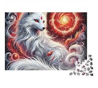 Mystical White Fox 1000 Piece Jigsaw Puzzle Paper for Adults Fantasy Art Vibrant Background Focus Boost Family Fun Gift 70x50cm/1000pcs