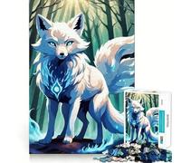 Mystical White Fox in Forest 1000 Piece Jigsaw Puzzle for Teenagers Memory Gain Soothing Fun Design Assembly Elegant Gift (38x52cm)