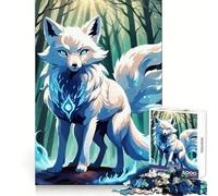 Mystical White Fox in Forest 1000 Piece Jigsaw Puzzle for Teenagers Memory Gain Soothing Fun Design Assembly Elegant Gift (38x52cm)