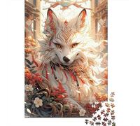 Mystical White Fox Jigsaw Puzzle for Adults 1000 Piece Jigsaw Puzzle Floral Art Relaxing Paper Game Home Decor Gift 38x26cm/1000pcs