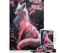 Mystical White Fox with Red Markings Hard Jigsaw Puzzle for Adults 1000 Pieces Think Toy Peaceful Fun Clean Cut Fine Art Piece (38x26cm)