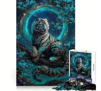Mystical White Tiger in Teal Forest 1000 Pieces Jigsaw Puzzles for Teenagers Improve Recall Quiet Hobby Exact Edge Birthday Gift (50x75cm)