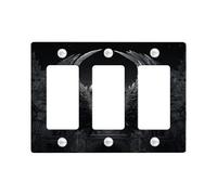 Mystical Wings Light Switch Cover Plates, Midnight Black Gothic Design for Home Decor, Thermoplastic Wall Plates, Standard Size 3 Gang Wall Plate