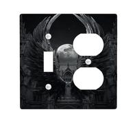 Mystical Wings Light Switch Cover Plates, Midnight Black Gothic Design for Home Decor, Thermoplastic Wall Plates, Standard Size Toggle Duplex