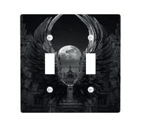 Mystical Wings Light Switch Cover Plates, Midnight Black Gothic Design for Home Decor, Thermoplastic Wall Plates, Standard Size Double Toggle