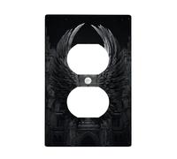 Mystical Wings Light Switch Cover Plates, Midnight Black Gothic Design for Home Decor, Thermoplastic Wall Plates, Standard Size Single Duplex Outlet