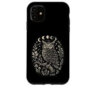 Mystical Wise Owl Folk Art Moon Phases Celestial Stars Case for iPhone 11