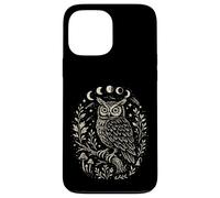Mystical Wise Owl Folk Art Moon Phases Celestial Stars Case for iPhone 13 Pro Max