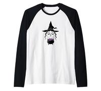 Mystical Witch Brewing Spells Halloween Enchantment Raglan Baseball Tee, Men, Black/White, S