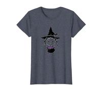 Mystical Witch Brewing Spells Halloween Enchantment T-Shirt, Women, Heather Blue, XS