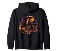 Mystical Witch Coding Dark Feline Halloween Laptop Zip Hoodie