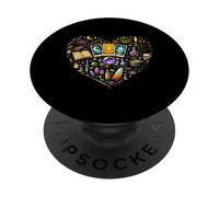 Mystical Witchcraft Tarot Black Spooky Cat Heart Art PopSockets Adhesive PopGrip