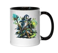 Mystical Wizard Casting Spell Ceramic Tea Coffee Mug Black