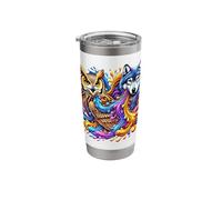 Mystical Wolf and Owl Graphic Design Stainless Steel Insulated Tumbler