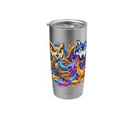 Mystical Wolf and Owl Graphic Design Stainless Steel Insulated Tumbler