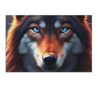 Mystical Wolf Animal Print Jigsaw Puzzles for Adults 1000 Pieces Nature Animal Painting Custom Nature Puzzle Game Puzzle Gifts, 29.5x19.7 Inch