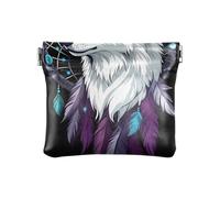 Mystical Wolf Black Coin Wallet for Women, Leather Coin Purse for Women, Women's Small Wallets, Mystical Wolf Black-1, 4.33x3.74In, Mystical Wolf Black-1