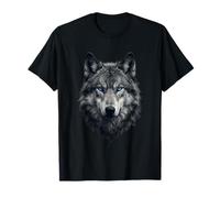 Mystical Wolf Blue Eyes Animal Motif Artwork T-Shirt